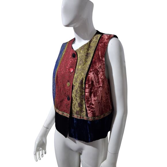 Vintage 90s Lucia Lukken Wo.ens size Small Broomskirts Eclectic Patchwork Vest - Picture 8 of 13
